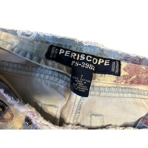 Periscope Floral Print Wide Leg Jeans Size 7 Vintage PS-3983 Blue Tan Cotton
